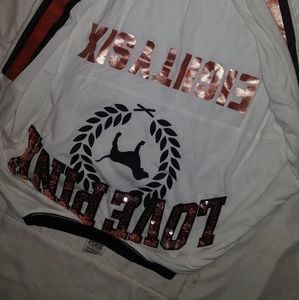 Pink long sleeve glitter crew